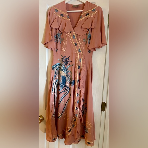 ASOS faux-wrap embroidered dress, very good condition, worn once - Picture 2 of 6